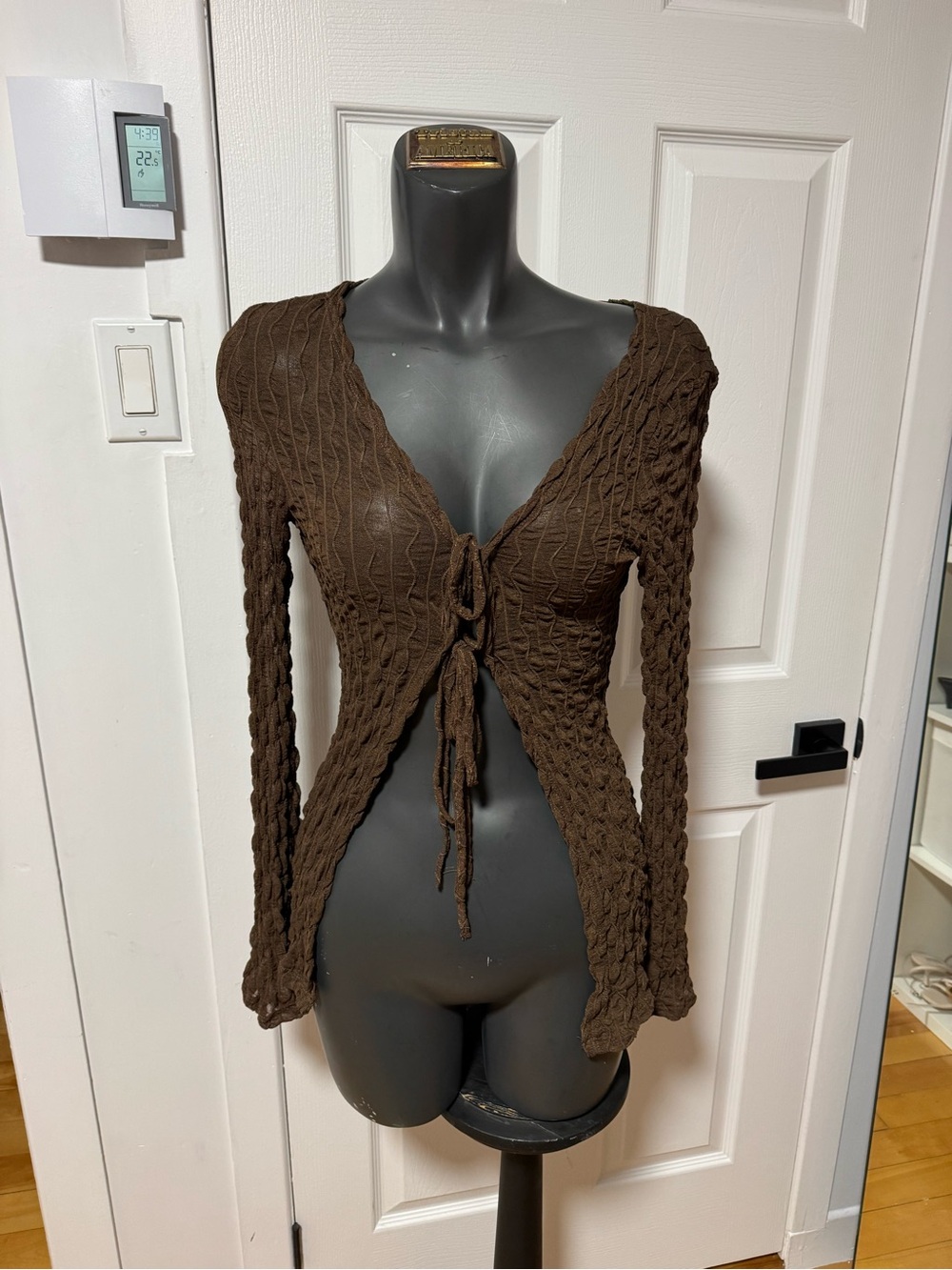 Brown Tie-Front Cardigan